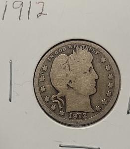 1912 Barber Silver Quarter - 90% Pure Silver