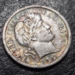 1907 Barber Dime with Stunning Toning