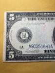 1914 $5 Federal Reserve Note Boston Blue Seal