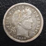 1907 Barber Dime with Stunning Toning