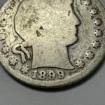 1899 Barber Quarter 90% Silver Coin - Philadelphia