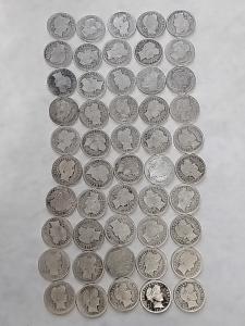Barber Dime Roll - 50 Coins, 90% Silver