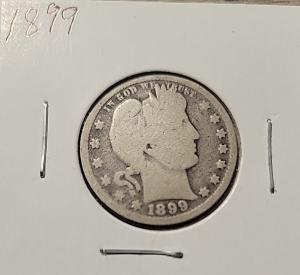 1899 Philadelphia Barber Quarter 25c Silver Coin