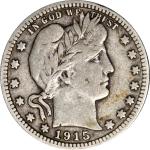 1915-P Barber Quarter Coin