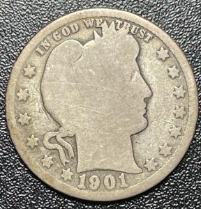 1901 Barber Quarter - 0.1808oz Silver