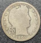 1901 Barber Quarter - 0.1808oz Silver