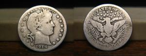 1914-S Barber Liberty Head Silver Quarter Coin