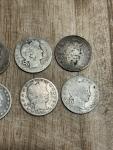 Set of 6 Vintage Barber Silver Quarters 1898-1909