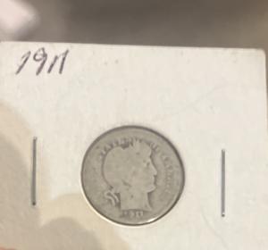 1911 Barber Silver Dime - 10 Cents