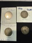 Set of 4 Barber Quarters - 90% Silver Collection