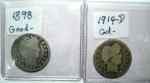 1898 & 1914-D Barber Quarters Set for Collectors