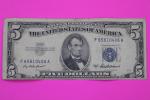 1953 $5 Blue Seal Silver Certificate Bill