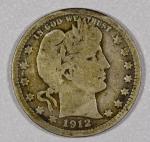 1912-P Liberty Head Barber Quarter Dollar Coin