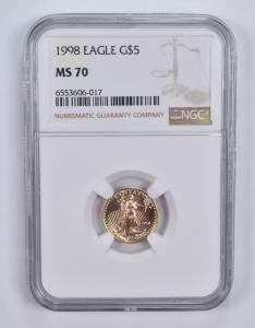 1998 $5 American Gold Eagle 1/10 Oz Coin