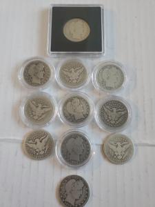 Lot of 11 Barber Quarters - 90% Silver