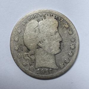 1916 Silver Barber Quarter 25C Coin