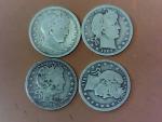 Set of 4 Barber Silver Quarters (90%)