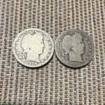 Barber Quarter Silver Coins Lot - 1903 & 1908