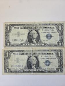 1957A Blue Seal Silver Certificate Note - 2/$1