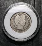 1901-O Silver Barber Quarter Coin - Semi Key Date