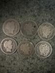 Set of 6 Barber Dimes 90% Silver Coins