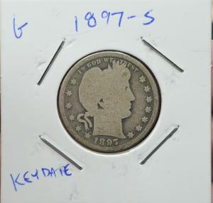 1897S Rare Barber Silver Quarter - Must See!