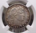 1901 "P" Barber Silver Quarter NGC MS63
