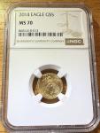 2014 MS-70 American Eagle Gold Coin 1/10 OZ