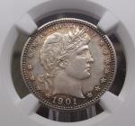 1901 "P" Barber Silver Quarter NGC MS63