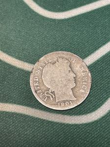 1901 S Barber Dime 10c - Key Date Coin