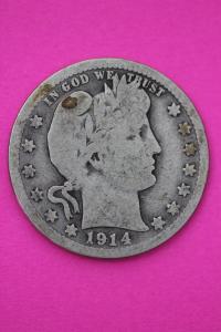 1914-S Barber Liberty Silver Quarter - Rare Find