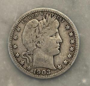 1903-P Barber Quarter - Fine 90% Silver