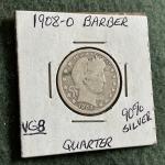 1908 O Barber Silver Quarter - Great Detail