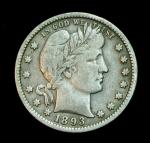 1893 Barber Silver Quarter - Rare Collector's Item