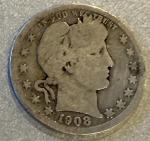 Lot of 6 Antique 90% Silver Barber Quarters