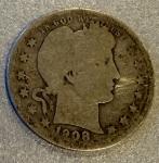 Lot of 6 Antique 90% Silver Barber Quarters