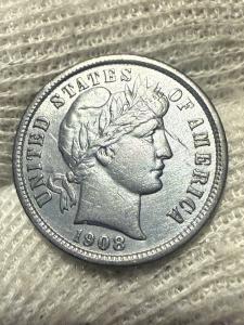 1908-P Barber Dime - High Grade AU+