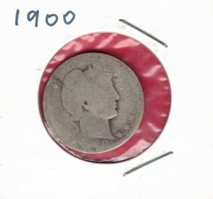 1900 Philadelphia Silver Barber Quarter - 25 Cents