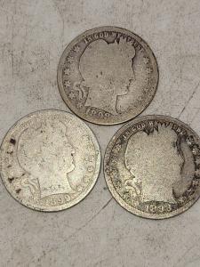 1898 1899 Barber Silver Quarters 90% Silver Lot of 3 Better Dseparate?