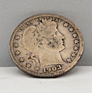 1903 Barber Quarter 25¢ | VG-F Details | Original Silver Coin