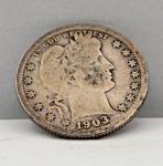 1903 Barber Quarter 25¢ | VG-F Details | Original Silver Coin