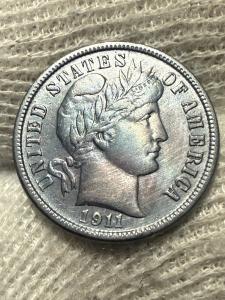 Awesome 1911-D Barber Dime BU Original Gem