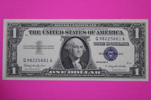 Uncirculated 1957 B $1 One Dollar Silver Certificate Blue Seal Note Currency 180