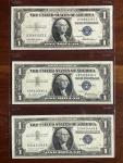 Lot of 3 Silver Certificates 1935f 1957 1957a Blue Seal US Currency Notes Unc.