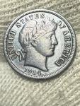 1914-D Barber Dime, Choice AU Silver 10c Original