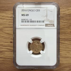 2016 American Gold Eagle $5 Coin 1/10 oz. Graded MS69 by NGC 30th Anniversary ⭐️