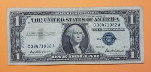 (1) 1957 One Dollar Note $1 Silver Certificate Bill Blue Seal US Currency
