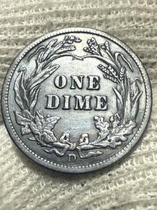 1912-D Barber Silver Dime with Sharp Details