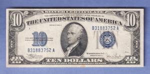 1934C $10 Blue Seal Silver Certificate Note