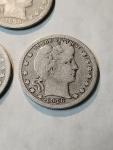 Set of 3 Barber Silver Quarters: 1908-O, 1914 P, 1916 P